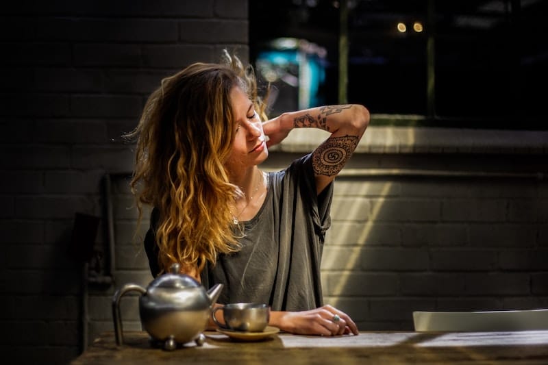 woman at table