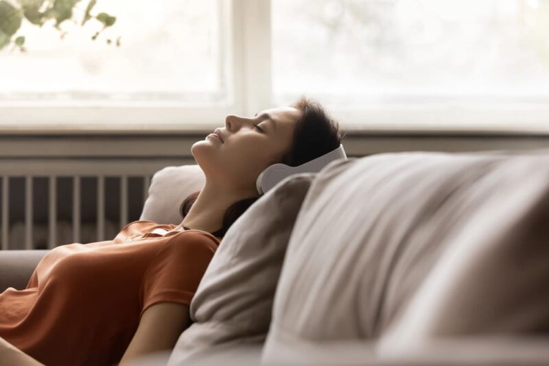 woman relaxing in headphones