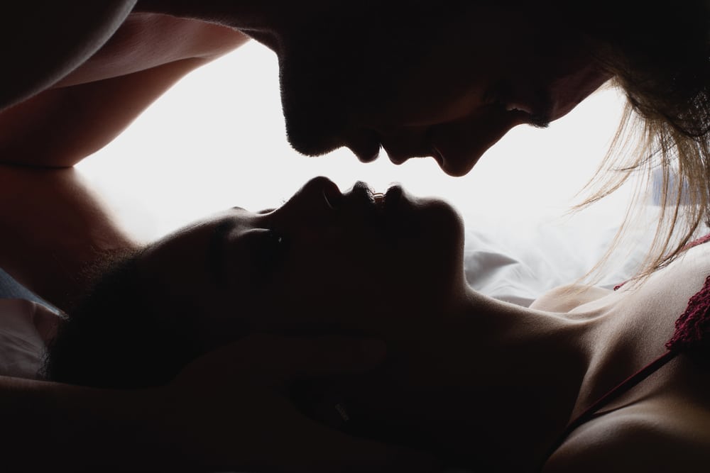 intimate moment between couple