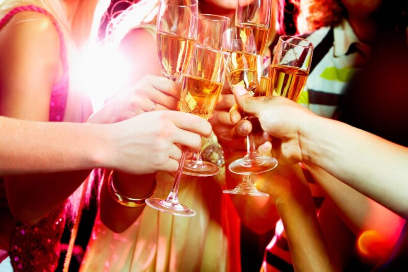 party toast glasses clinking