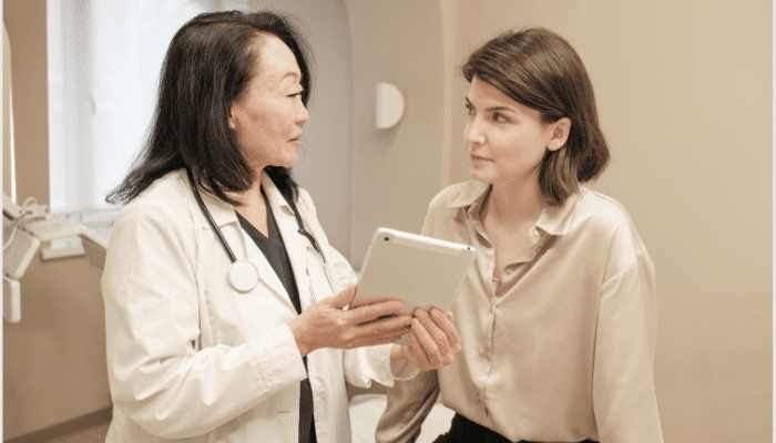 woman at hospital appointment